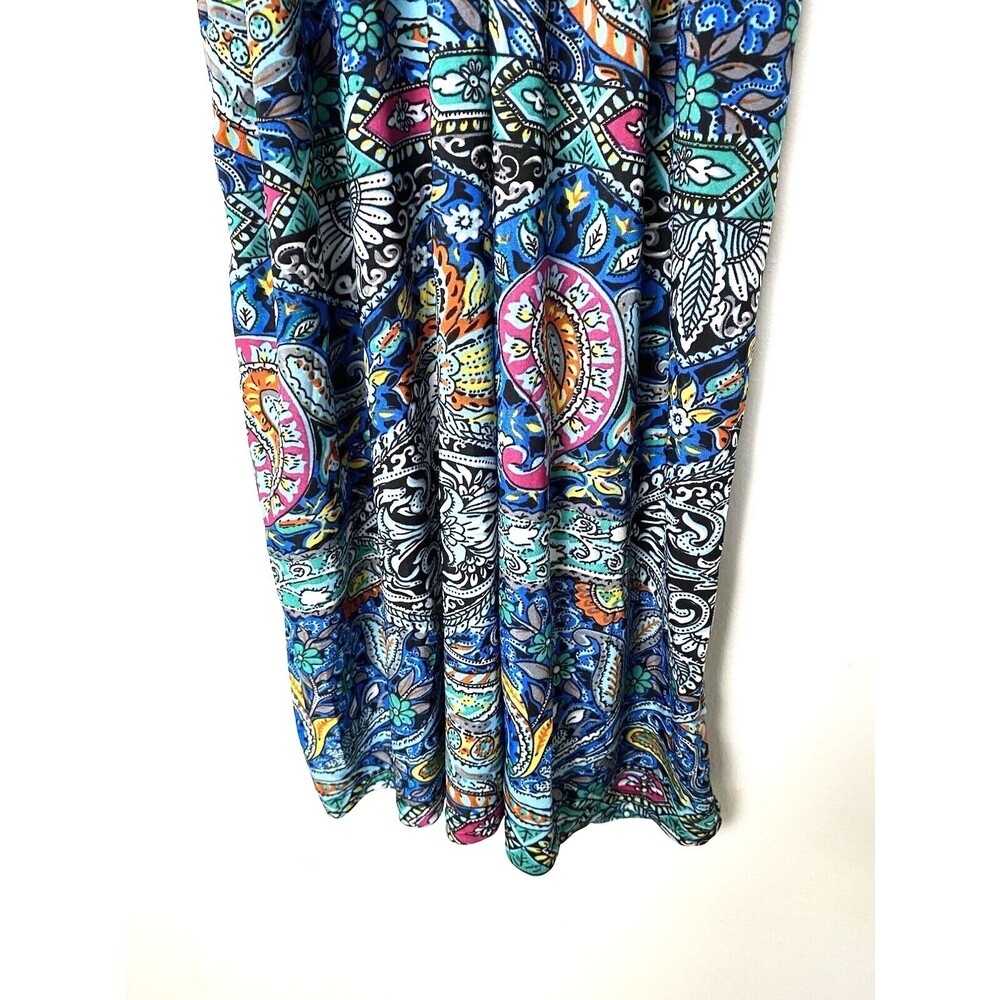 Swing Mini Dress Paisley High Neck Multicolor Size S Jersey - Picture 8 of 8